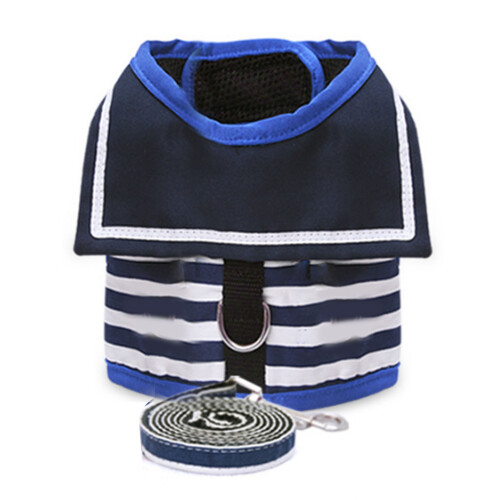 Dog Harness Leash Set Small Blue with Metal Clasp Adjustable Length 1