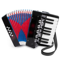 Children's Accordion 17 Keys 8 Bass Lightweight Eco-Friendly Black Adjustable Strap Beginner Gift For Children's Day
