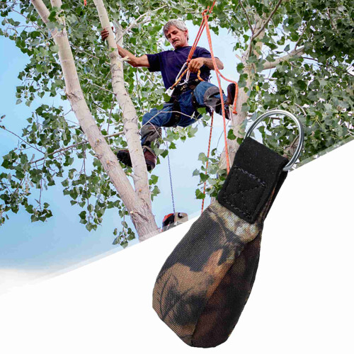 Steel Ball Throwing Rope Bag for Rock Climbing with D Ring Hook 500g