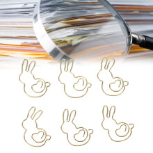 50 Stück hasenförmige Büroklammern, goldfarbenes Eisen