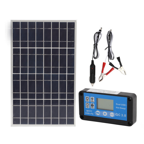 30W Polycrystalline Solar Panel with 40A Controller & Dual USB Charging 1