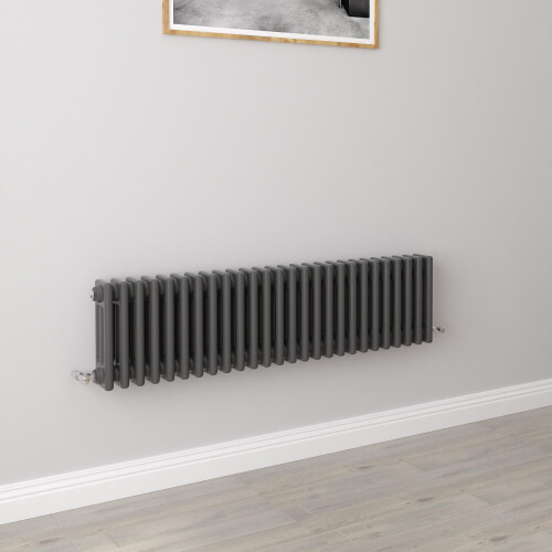 AICA (300x1190mm 3 Column) Traditional Cast Iron Radiator Anthracite
