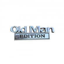 (Silver Black) Old Man Edition Car Emblem 3D Metal Sticker BadgeFunny Edition Nameplate Decal