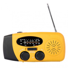 (European Style, Orange) Solar Hand Crank Radio Crank Radio with LED Torches Solar Cell for Hiking Fishing