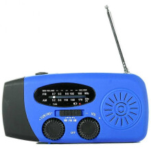 (European Style, Blue) Solar Hand Crank Radio Crank Radio with LED Torches Solar Cell for Hiking Fishing