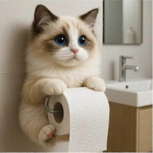 (plush toy) Cat Paper Holder Toilet wall roll paper