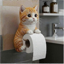 (Orange cat) Cat Paper Holder Toilet wall roll paper