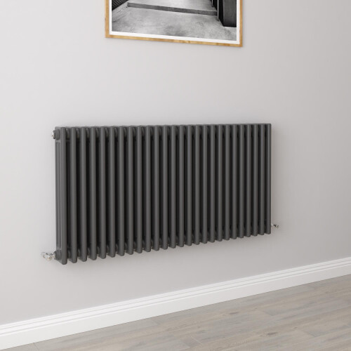 AICA (Anthracite 600x1190mm 3 Column)Traditional 2 3 4 Column Cast Iron Vintage Style Radiator Horizontal UK