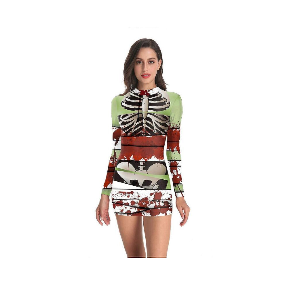 (M,H)WomenS Halloween Nurse Costume Dress  Bloody surgeon print mini dress