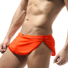 Shorts Men's Low Waist Underwear Breathable Cotton Thong Slim Fit Briefs Large Size L Orange