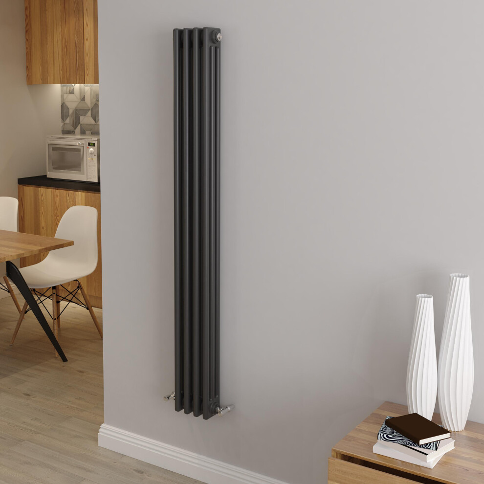 Aica (1500X200mm 3 Column) Traditional Cast Iron Radiator Anthracite