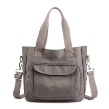 (Gray)Solid-Color Women's Hand Bag Lightweight Portable Handbag for Outdoor Fitness