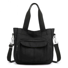 (Black)Solid-Color Women's Hand Bag Lightweight Portable Handbag for Outdoor Fitness