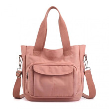 (Pink)Solid-Color Women's Hand Bag Lightweight Portable Handbag for Outdoor Fitness