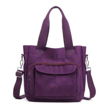 (Purple)Solid-Color Women's Hand Bag Lightweight Portable Handbag for Outdoor Fitness