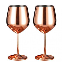 (Rose Gold 2pcs)Premium Stainless Steel Cups For Parties Stainless Steel Stemmed Goblets Drinkware for Dinner Party