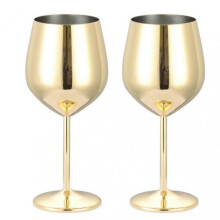 (Golden 2pcs)Premium Stainless Steel Cups For Parties Stainless Steel Stemmed Goblets Drinkware for Dinner Party