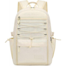 Laptop Backpack for Women Girls 15.6 Inch Mesh School Bag, Unisex Student Bookbag Waterproof Backpack for College Work Travel, Beige