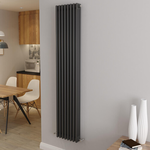 AICA (1800x380mm 3 Column) Traditional Cast Iron Radiator Anthracite