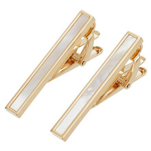 Mother of Pearl K Gold Tie Clips Pack Of 2, Brass Tie Clips For Men, Suit And Tie Clip Pins, No Gemstone, Wedding