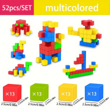 (Multicolored, 52pcs Big Size) 52pcs Magnetic Magnetic Tiles Toys, STEM Building Blocks, Christmas/Halloween/Thanksgiving Day Gift