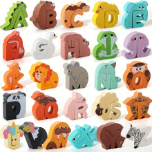 (Matching Game) 52pcs Wooden Alphabet Animal Puzzles | ABC Peg Puzzles for Kids Ages 3-5, Learning Activities Toys, Christmas Present, Matching Game for Students