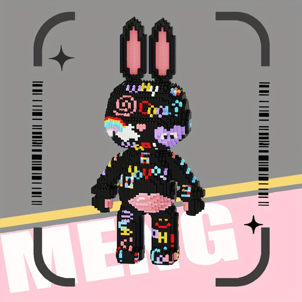 (58003, 56cm/22in) 22" Durable DIY Building Kit - 8753pcs Graffiti Bunny Puzzle Blocks Set for Teens & Adults, Perfect for Creative Home Decor and Gif-image-OPC-PJGMTHJ-NEW