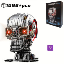 (1099pcs) 1099pcs New Building Blocks Bricks, STEM Creative Model Machinery Skull Dynamics Set with Light | Bone Desktop Ornament, Assemble Toys, Birthday Gifts