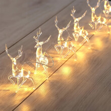 (Warm White, A String Of 10 Lights) 1pc Christmas Reindeer String Lights, for New Year Christmas Tree Wedding Curtain Indoor Garland Garden Party Room Bedroom Decorative Lights