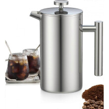 1l Stainless Steel French Press Coffee Maker, French Press with Triple Filter, French Press with Keep Warm And Steel Plunger