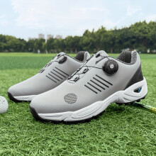 (Grey, 10.5) Lightweight Men's Golf Shoes | Breathable Synthetic & Rubber Sole for Grass Courses, Casual Wear & Outdoor Sports | White/Black Design