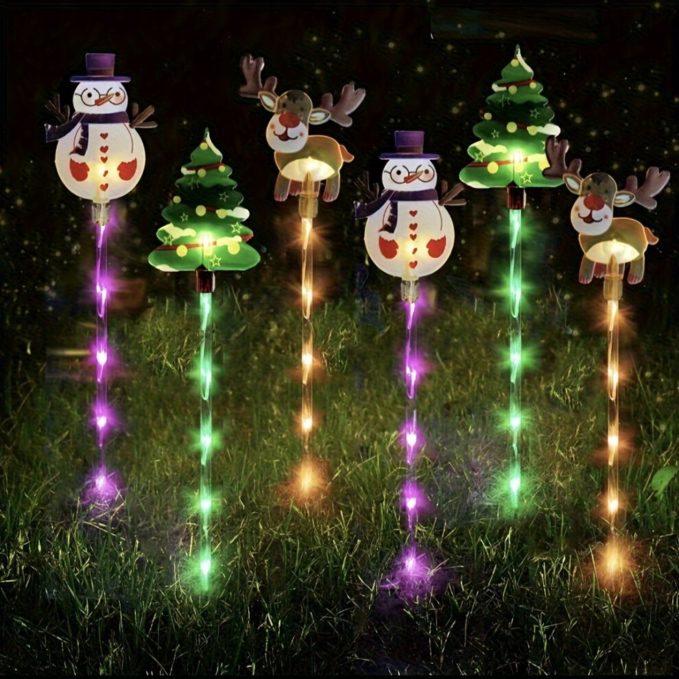 Flemye (2 Snowmen 2 Christmas Trees 2 Deer) Solar-Powered Christmas Outdoor String Lights