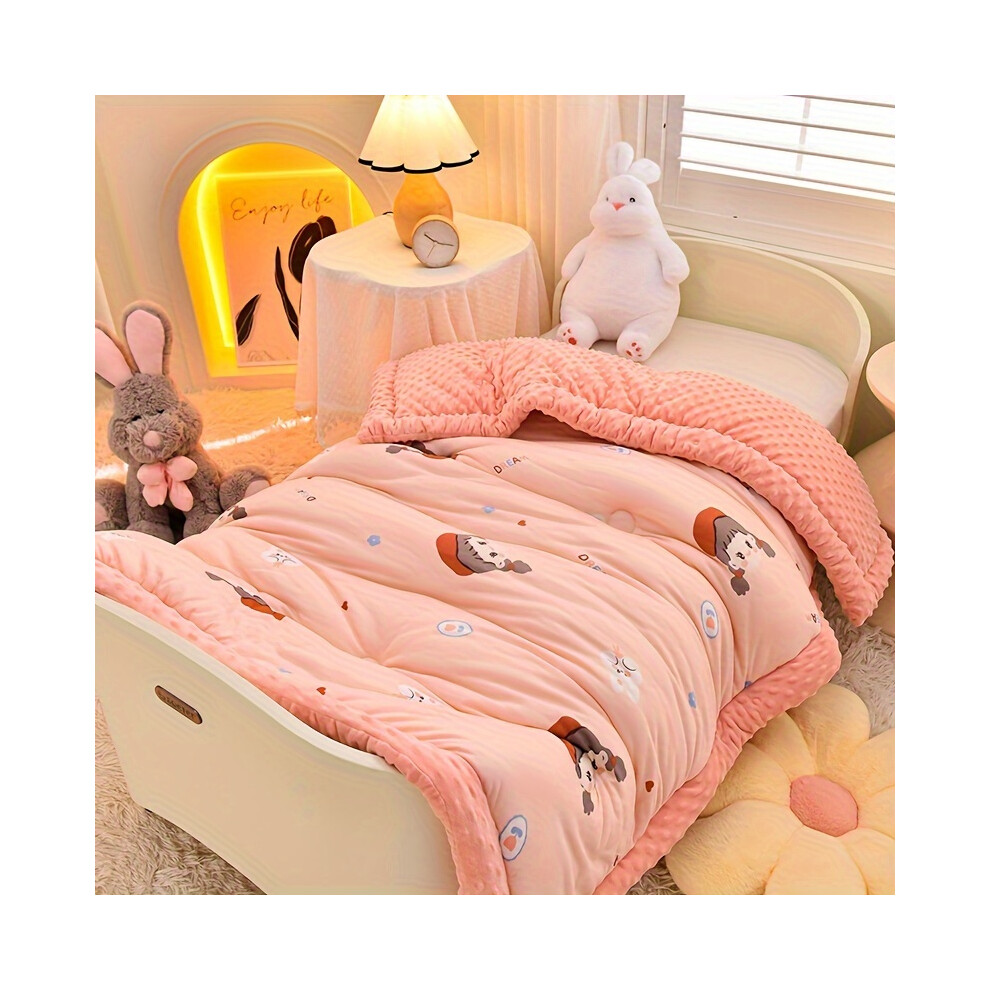 (Little Girl) 1Pc Cozy Cartoon Dinosaur Quilted Youngsters' Sleeping Bag - Reversible, Allergy-Friendly Beanie Velvet For Youngsters & Youngsters Matory