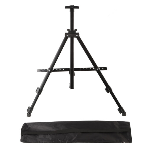 Ferroalloy Adjustable Tripod Easel with Buckle for Art Display Black 1