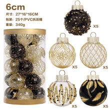 (Black gold, 27*16*16cm) Christmas Decorations Boutique PET Painted Christmas Ball Set Christmas Tree Decoration Ball