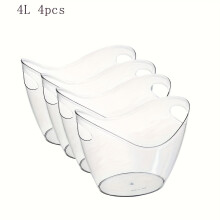 (Small 4L Capacity - 4 Pack) 4pcs Large Ice Bucket Beer Barrel |4L &8L Transparent Acrylic Beverage Cooler, Plastic Drink Barrel for Champagne, Wine, Party, BBQ, Picnic