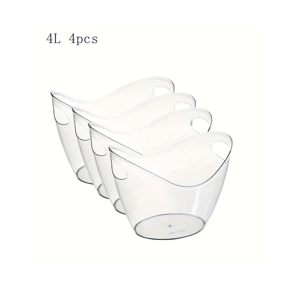 Yeepano (Small 4L Capacity - 4 Pack) 4Pcs Large Ice Bucket Beer Barrel |4L &8L Transparent Acrylic Beverage Cooler, Plastic Drink Barrel For Champagne, Wine,
