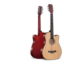 (brown) 38"" Full Size Adult 6 Strings Cutaway Folk Acoustic Guitar for Students Beginners (Black)