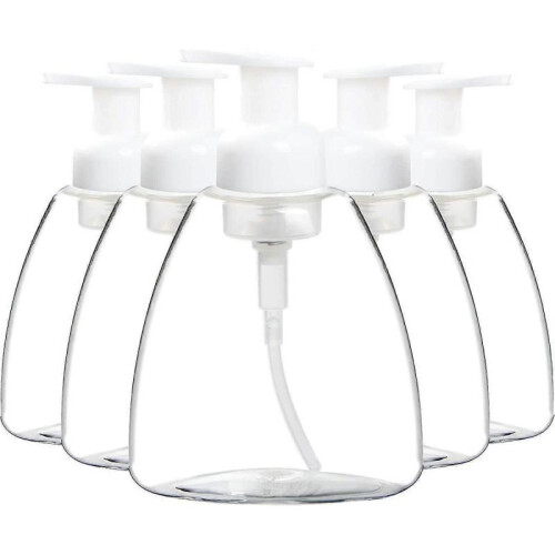 4pcs Clear Plastic Oval Foaming Soap Dispenser Refillable Plastic Pump Bottle with Travel Lock