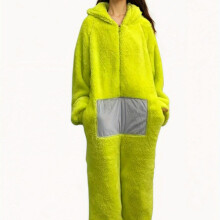 (Fluorescent Green, 10) Cartoon Cosplay Set Loose Jumpsuit Jumpsuit Hooded Ultra- Soft Flannel Adult Pajamas, Blanket That Can Be Worn In Winter