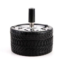 Ashtray Stainless Steel Ashtray Rotating with Lid Windproof Modern Ash Tray Shape of Truck Tyres Design for Home Outdoor Balcony Bar Office Personalit