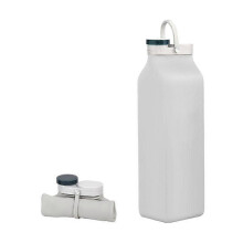 600ml Collapsible Silicone Water Bottle Outdoor Food Grade Portable Collapsible Drink Water Bottle Water Bottles for Camping(Gray) HG