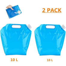 Pocket Water Bag 10L Foldable Water Bag 2 Piece Drinking Water Container for Sports Camping Hiking Picnic Travel BBQ HG