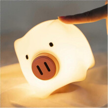Cute Night Light for Kids, Kawaii VicoPig Silicone Squishy Nursery Night Light for Baby Girl Gift, Rechargeable Portable LED Lamp with Touch Sensor