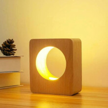 LED Wood Table Lamp, Bedroom Bedside Night Light, Dimmable Led Lighting, Creative Home Decoration Table Lamp, Unique Home Natural Beech
