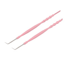 2pcs Stainless Steel Bamboo Lash Perm Tool Set - Pink, 155-175mm