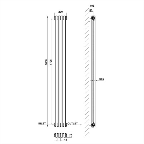 AICA (1800x200mm 2 Column) Traditional Cast Iron Radiator White 2