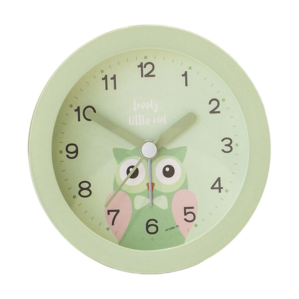 Cartoon Animal Alarm Clock For Kids - Gentle Wake Tone, Night Light, Green Owl, Battery Not Included