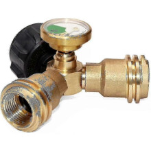 Flow Diverter: Propane Tank Y-Splitter Adapter (with Gauge, Two-Way LPG Adapter Tee Fitting)