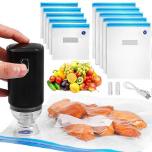 1 Set Electric Vacuum Sealer with Ziplock Bag Sealing Clip for Cooking And Food Storage, USB Rechargeable, Black